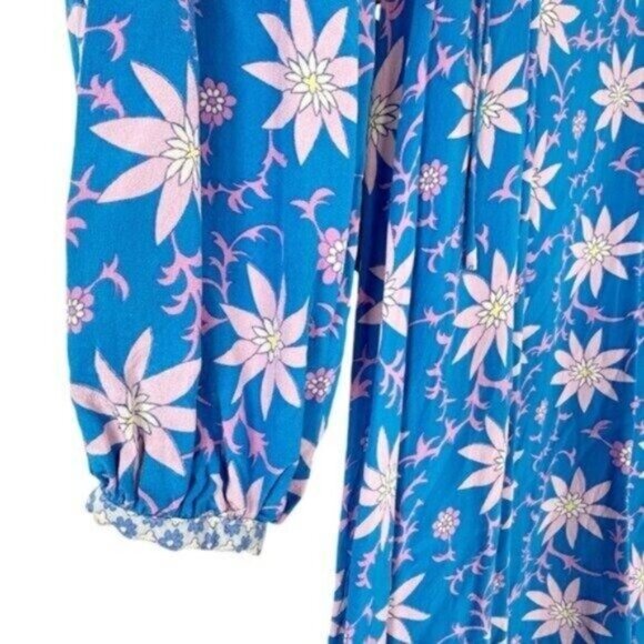 Warm NY Floral Print Silk Tie Back Long Sleeve Maxi Dress Size 0/XS - Picture 6 of 11